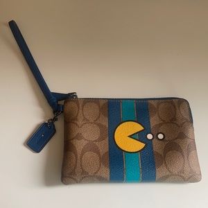 Coach wristlet small corner zip Pac-Man edition
